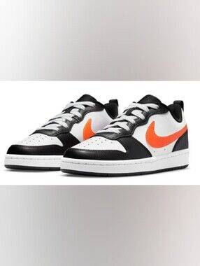 Nike Court Borough Low 2 GS 'White Black Orange' Sneakers Size 4Y / Box